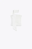 TOP SATINÉ DRAPÉ AVEC FOULARD