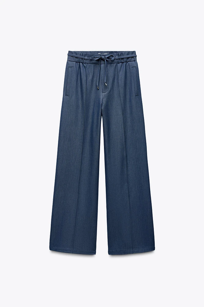 PANTALON LARGE À TAILLE ÉLASTIQUE