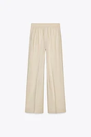 LINEN BLEND WIDE LEG PANTS