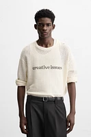 TEXTURED TEXT SWEATSHIRT