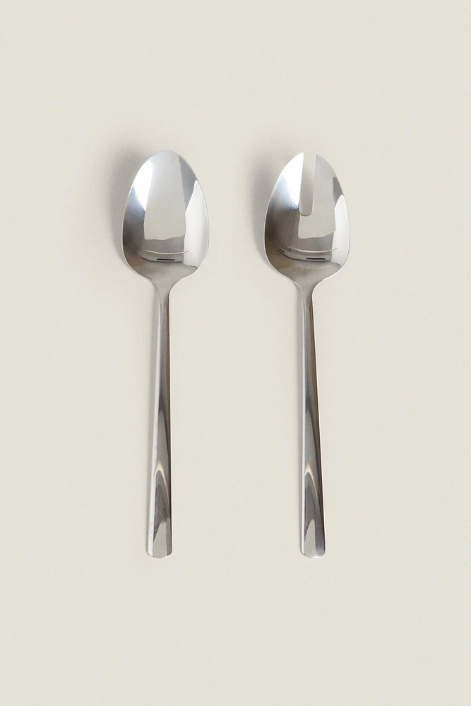 SET OF STEEL SALAD FLATWARE (SET OF 2)