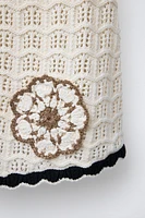 EMBROIDERED FLORAL CROCHET SKIRT