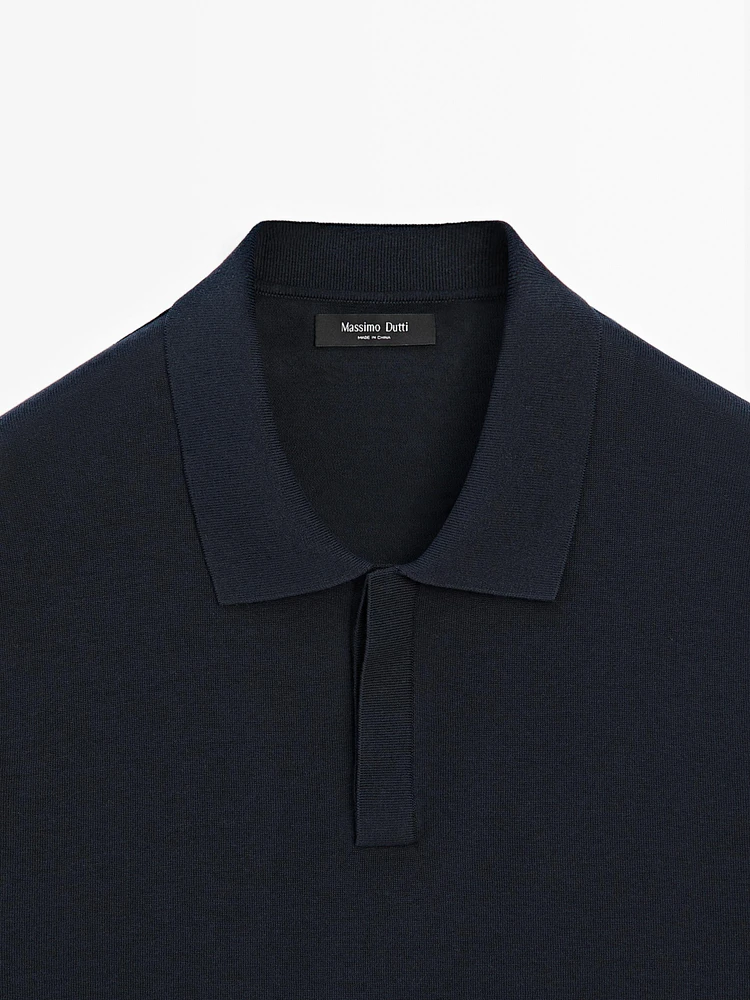 Cotton blend knit polo shirt