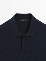 Cotton blend knit polo shirt