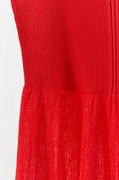 MATCHING RIB KNIT RUFFLE TOP