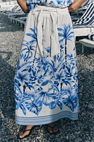 TROPICAL PRINT MIDI SKIRT