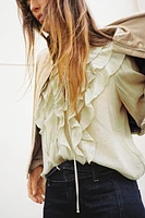 SEMI-SHEER BLOUSE WITH RUFFLES