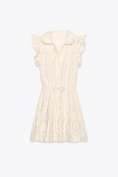 EMBROIDERED BELTED DRESS