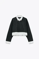CONTRASTING POPLIN SWEATSHIRT