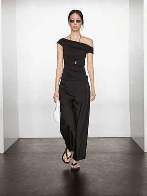 Pantalon fluide lin à pinces