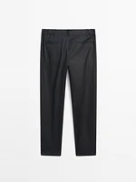 100% linen tapered fit trousers