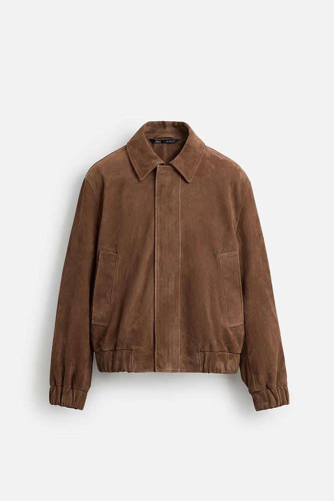 BLOUSON EN CUIR AU FINI DAIM