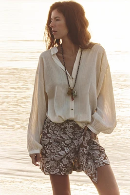 METALLIC THREAD KNOT BLOUSE