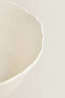 EARTHENWARE SALAD BOWL WITH RAISED-DESIGN EDGE