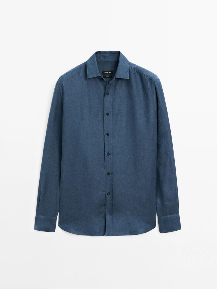 100% linen regular fit twill shirt