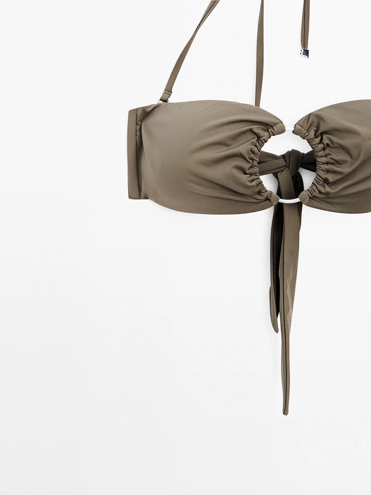 Haut de bikini bandeau avec anneau