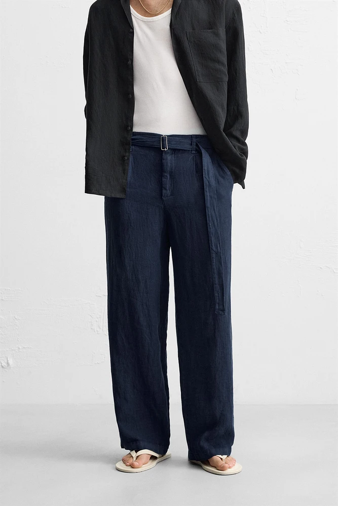 PANTALON 100 % LIN CEINTURE