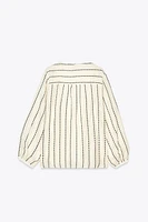 BLOUSE SEMI-TRANSPARENTE RAYURES BRODÉES