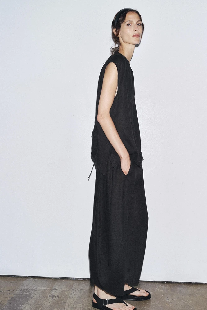 BLOUSE EN LIN 100 % À NŒUDS