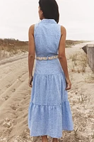 ROBE MI-LONGUE CEINTURE AVEC LIN