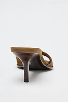 SPLIT LEATHER HEELED SANDALS