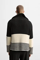 LIMITED EDITION STRIPED ZIP NECK SWEATER