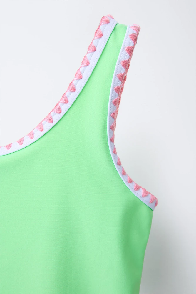 6-14 ANS / MAILLOT DE BAIN À FINITIONS CONTRASTÉES