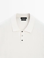 100% cotton textured knit polo shirt