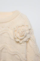 CABLE KNIT FLORAL CAPE