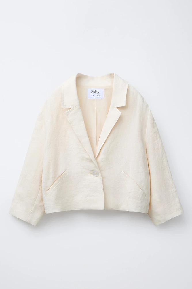BLAZER CROPPED 100 % LIN