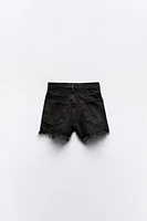 HIGH WAIST RIPPED TRF DENIM SHORTS