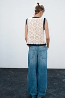TOP GILET EN MAILLE POINTELLE