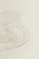 BOROSILICATE GLASS TEACUP AND SAUCER