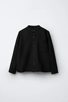 LINEN MANDARIN COLLAR SHIRT