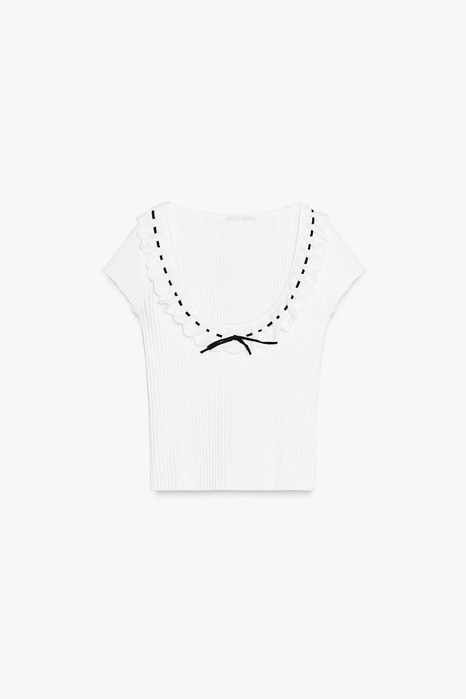 ROMANTIC RIBBED T-SHIRT
