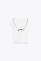 ROMANTIC RIBBED T-SHIRT