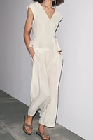 100% LINEN PLEATED PANTS ZW COLLECTION