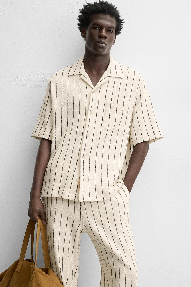 CHEMISE RAYURES TEXTURE VELOURS BOUCLÉ