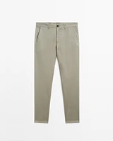 Slim fit comfort cotton blend trousers