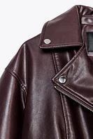 FAUX LEATHER CROP BIKER JACKET