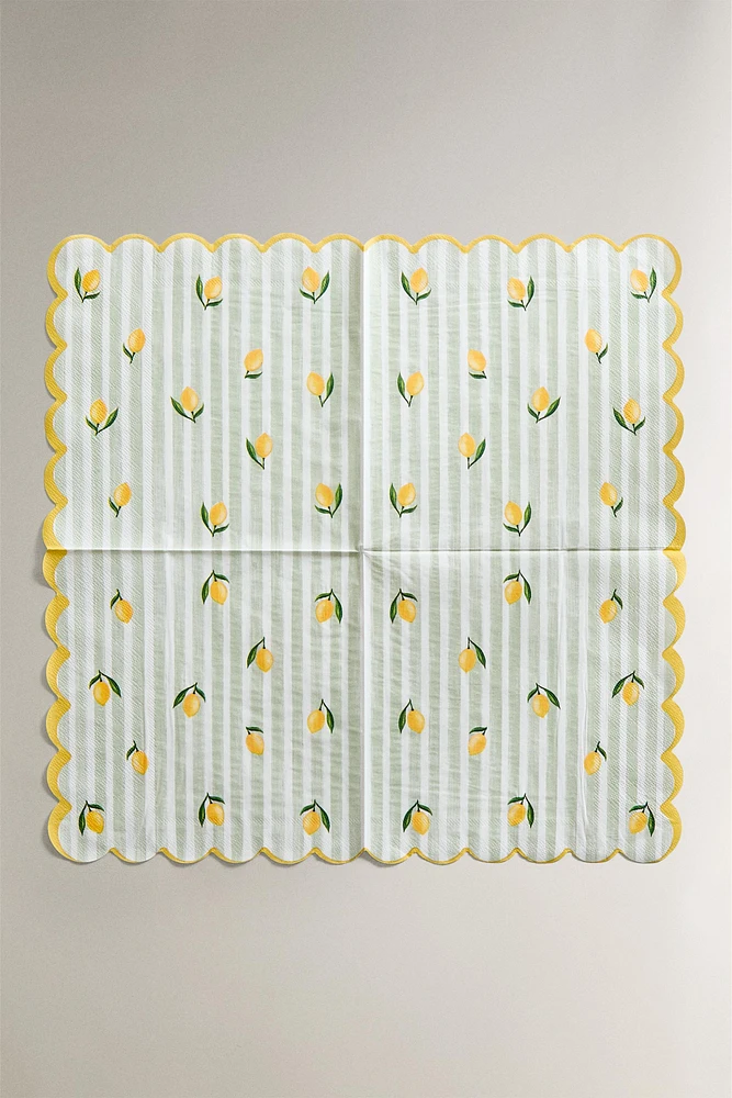 LOT SERVIETTES DE TABLE PAPIER CITRONS (LOT DE 20)