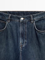 Cotton blend wide-leg jeans