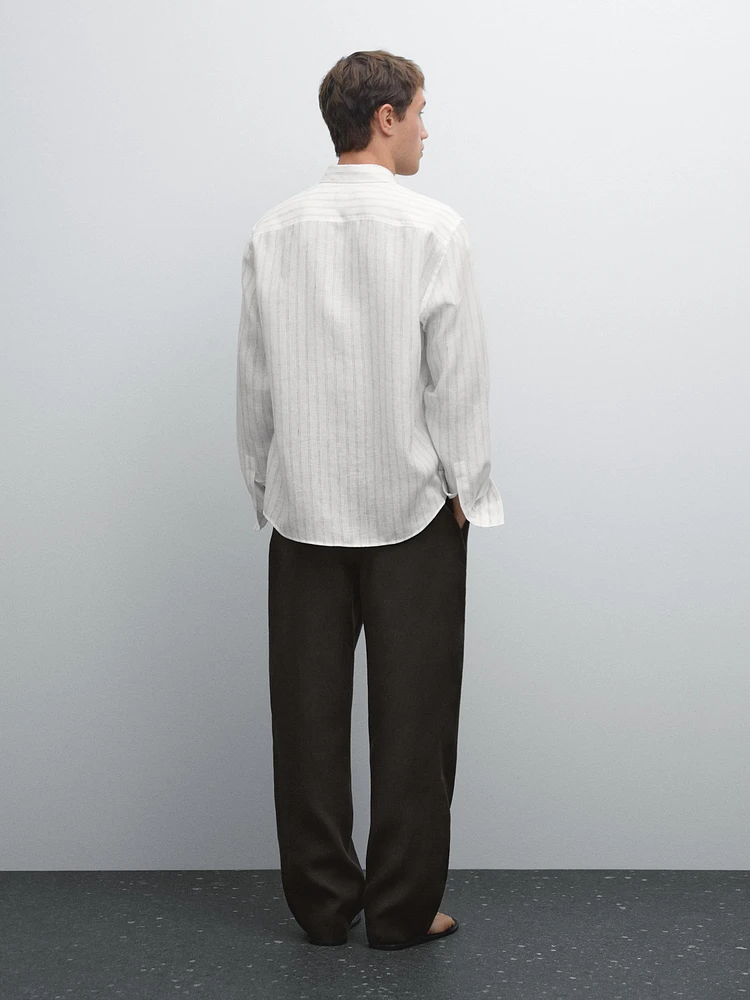 Chemise regular fit 100 % lin rayures