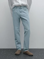 Slim fit cotton denim trousers