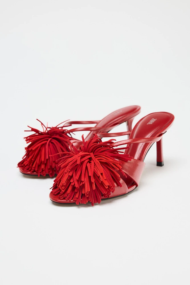 FRINGED HEELED SANDALS