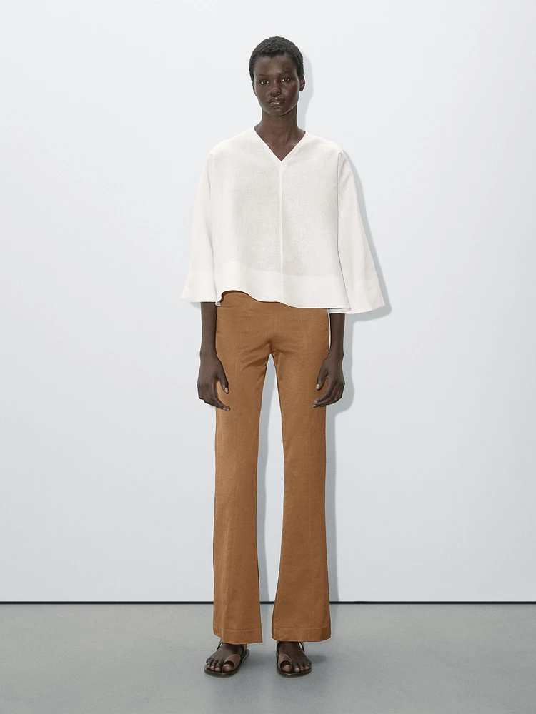 Flowing linen cape shirt - Studio