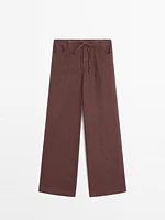 Pantalon droit avec poches 100 % lin