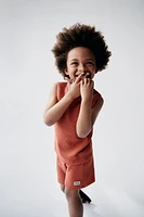WAFFLE KNIT T-SHIRT AND BERMUDA JOGGING SET