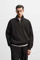 ZIPPERED COLLAR HEAVY WEIGHT SWEATSHIRT