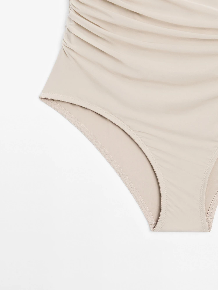 Draped tulle swimsuit